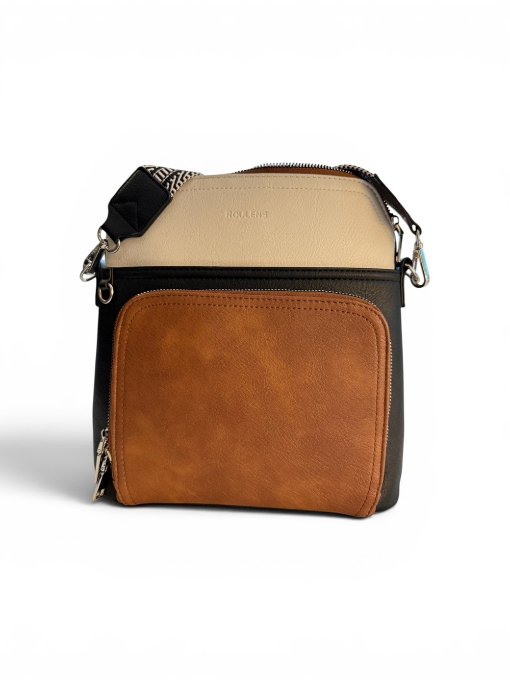 Crossbody Bag in Brown, Black & Cream